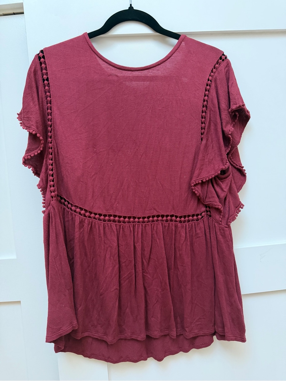 On The Road Raspberry Ruffle Sleeve Tunic Top